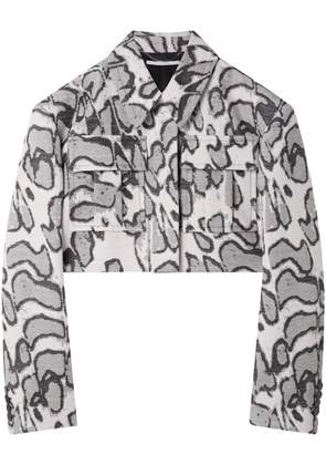 Stella McCartney Moth patterned-jacquard cropped jacket - Neutrals