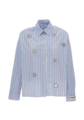 DES PHEMMES crystal-embellished striped shirt - Blue