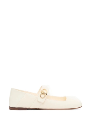 Valentino Garavani Mary-Jane VLogo Locker calfskin ballerinas - Neutrals