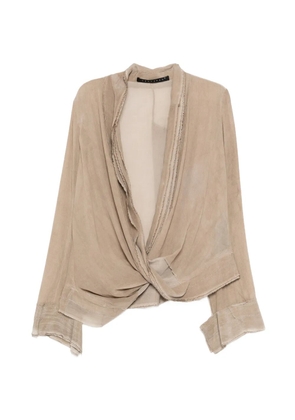 YEHUAFAN silk long-sleeve shirt - Neutrals