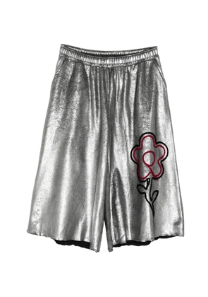 Kidill flower-patch metallic shorts - Silver