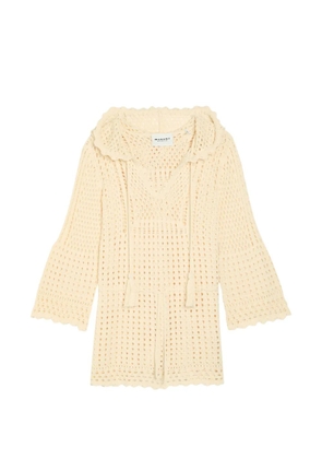 Etoile crochet-knit hooded dress - Neutrals