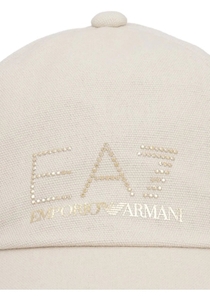 Ea7 Emporio Armani crystal-embellished logo-print cap - Neutrals