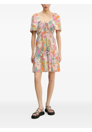 Rip Curl Cala Vadella floral-print ruffled mini dress - Neutrals