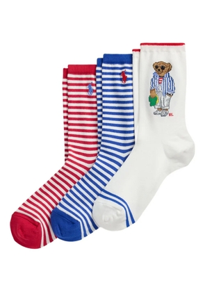 Polo Ralph Lauren striped bear socks (pack of three) - White