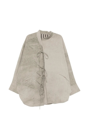 Ziggy Chen tie-fastening panelled shirt - Neutrals
