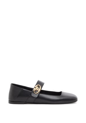 Valentino Garavani Mary-Jane VLogo Locker calfskin ballerinas - Black