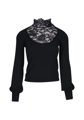 Valentino Garavani lace-detail wool sweater - Black