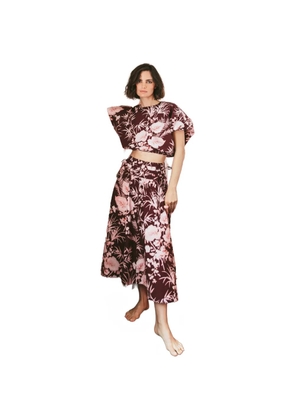 Cara Cara floral-print cropped top - Red