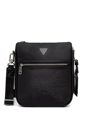 GUESS USA Milano logo-plaque textured messenger bag - Black