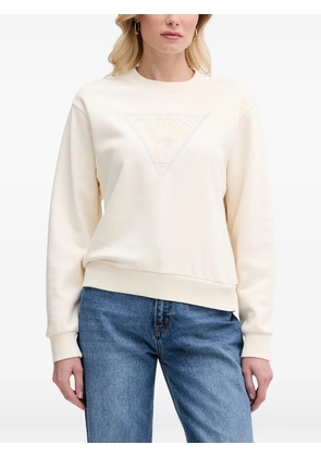 GUESS USA lace-patchwork logo-embellished sweatshirt - Neutrals