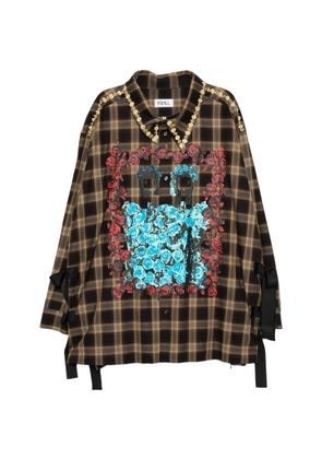 Kidill embellished check-pattern shirt - Brown