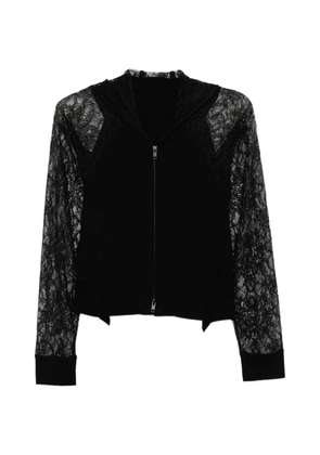 Limi Feu lace-panelled zip-up hoodie - Black