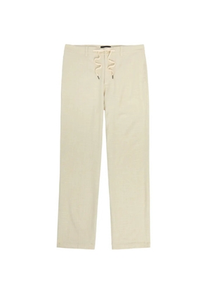 PAIGE drawstring-waist slub-texture trousers - Neutrals