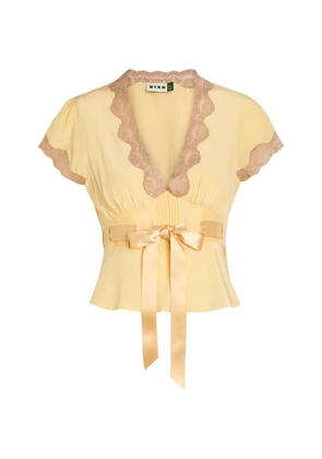Rixo Daniela lace-trim bow-detail blouse - Yellow