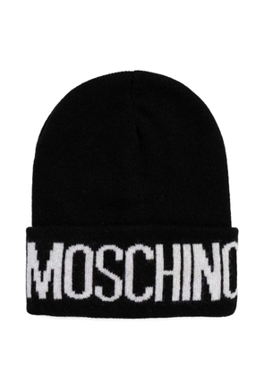 Moschino logo-intarsia turn-up beanie hat - Black