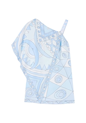 PUCCI Occhi and Vivara-Print Asymmetrical Silk Dress - Blue