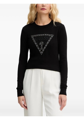 GUESS USA bead-embellished logo-patch jersey - Black