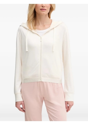 GUESS USA logo-embroidered zip-up hoodie - White