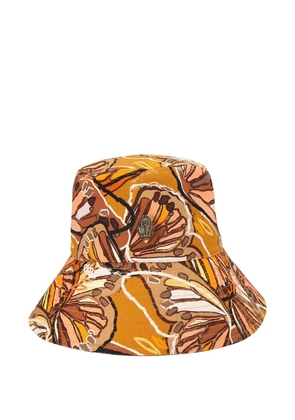 Kurt Geiger London Eagle-plaque butterfly-print bucket hat - Orange
