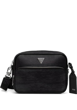 GUESS USA Milano logo-plaque textured shoulder bag - Black