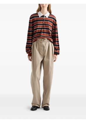 Prada striped silk polo shirt - Brown