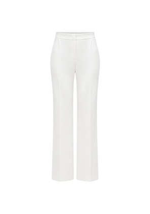 Alberta Ferretti satin-stripe pleated flared trousers - White