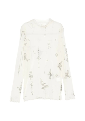 Limi Feu tattoo-printed tulle-turtle neck T-shirt - Neutrals