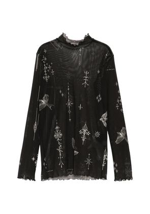 Limi Feu tattoo-printed tulle-turtle neck T-shirt - Black