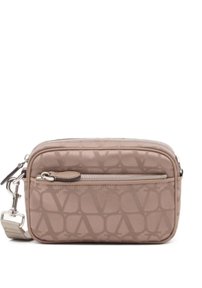 Valentino Garavani Toile Iconographe crossbody bag in technical fabric with leather details - Neutrals