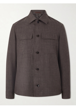 Mr P. - Wool, Silk and Linen-Blend Overshirt - Men - Brown - XS