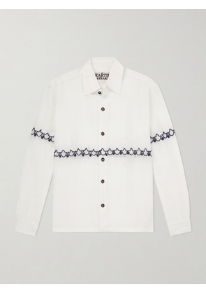 Kartik Research - Embroidered Linen Shirt - Men - Neutrals - S