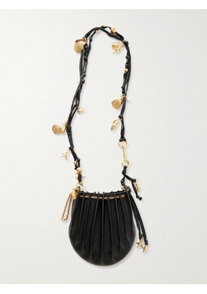 Chloé - Sea Treasures Embellished Pleated Leather Shoulder Bag - Black - One size