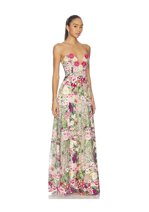 ELLIATT Flora Gown in Nude,Fuchsia. Size S. Also in XS, M, L, XL.
