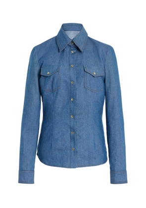 Sergio Hudson Snap-Button-Detailed Denim Shirt - Moda Operandi