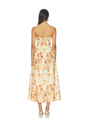 Bardot Lola Printed Midi Dress in Orange. Size 4. Also in 2, 6, 8, 10, 12.