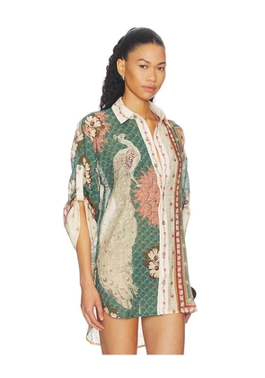 Agua Bendita Chrissy Plume Top in Sage,Beige. Size M. Also in L.