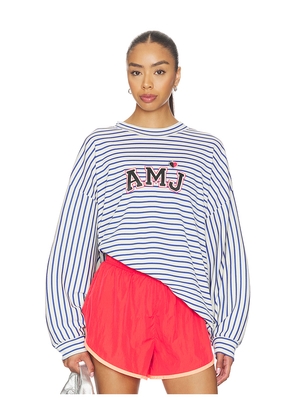Araminta James Amj Waffle Long Sleeve Tee in Navy. Size S. Also in XS, M, XL.