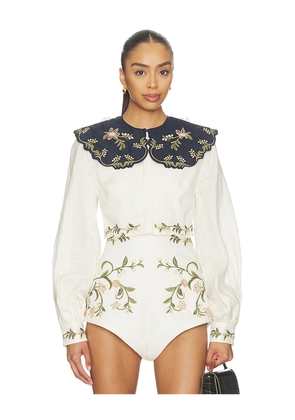 Agua by Agua Bendita Cumbre Blouse in Cream. Size XS. Also in S, M, L, XL.
