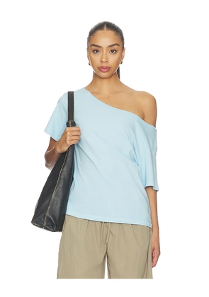 DAYDREAMER Solid Off The Shoulder Tee in Blue. Size XS. Also in M, L.