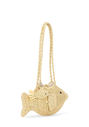 Damson Madder Raffia Fish Bag With Bag Charm in Neutral.