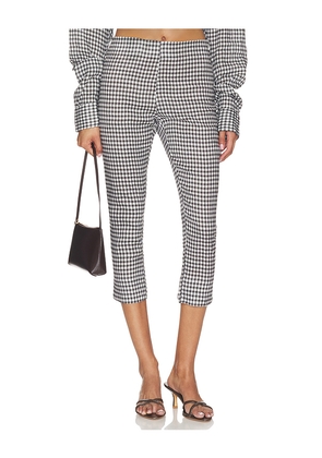 AEXAE x REVOLVE Linen Capri Pant in Black & White. Size XS. Also in S, M, L.