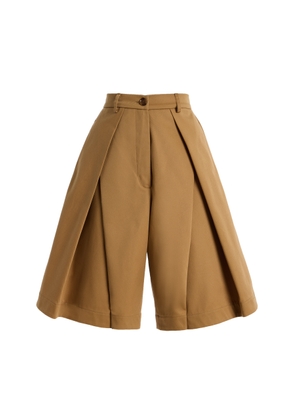 Tolu Coker Pleated Cotton Gabardine Shorts - Moda Operandi