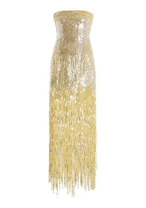 Oscar de la Renta Sequined Fringed Gown - Moda Operandi