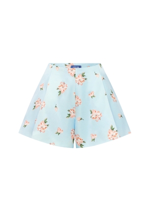 Leo Lin Abby Floral-Print High-Waisted Cotton-Silk Shorts - Moda Operandi