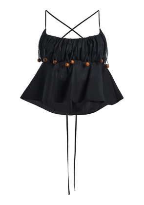 Tae Park Exclusive Beaded Ruched Silk Bralette Top - Moda Operandi