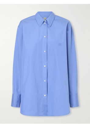 TOTEME - Embroidered Cotton-poplin Shirt - Blue - DK32,DK34,DK36,DK38,DK40,DK42,DK44