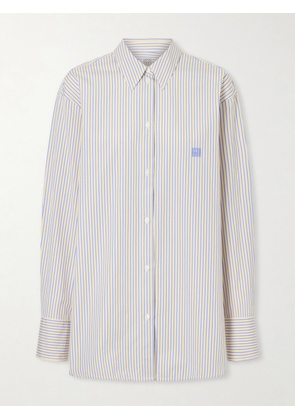 TOTEME - Embroidered Striped Cotton-poplin Shirt - Blue - DK32,DK34,DK36,DK38,DK40,DK42,DK44