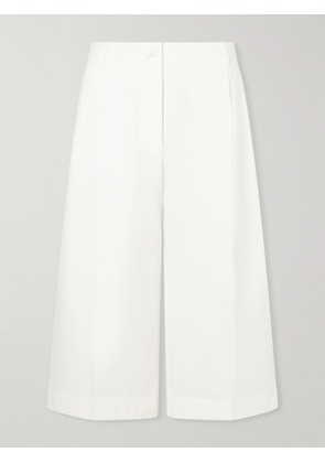 TOTEME - Cropped Pleated Organic Cotton And Lyocell-blend Straight-leg Pants - White - DK32,DK34,DK36,DK38,DK40,DK42,DK44