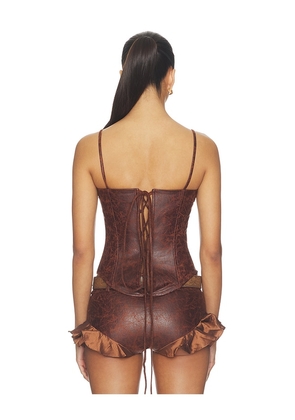 Kim Shui Frontier Lace-up Corset Top in Brown. Size XS. Also in L, S.